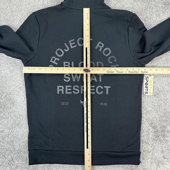 Under Armour Project Rock Hoodie Mens Small Black Rival Fleece Pullover Graphic - Picture 11 of 13